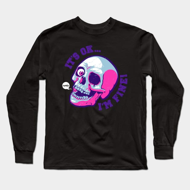 Skull Long Sleeve T-Shirt by dracoimagem